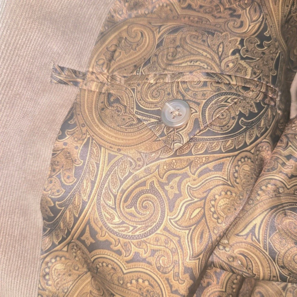 Lauren Ralph Lauren Mens 48R Corduroy Blazer Brown Paisley Lining Sport Coat